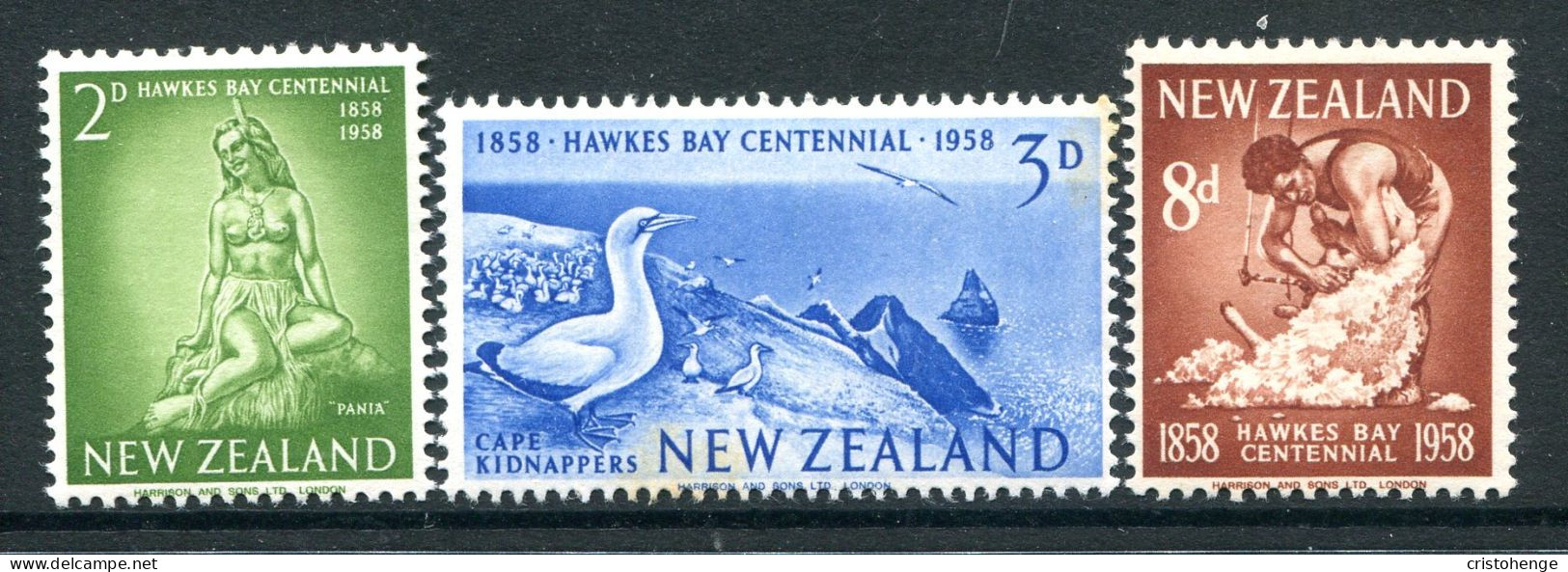 New Zealand 1958 Centenary Of Hawkes Bay Province Set HM (SG 768-770) - Ungebraucht