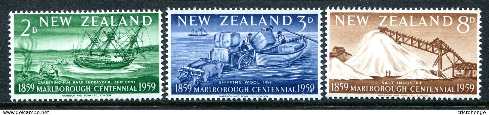 New Zealand 1959 Centenary Of Marlborough Province Pairs Set HM (SG 772-774) - Unused Stamps