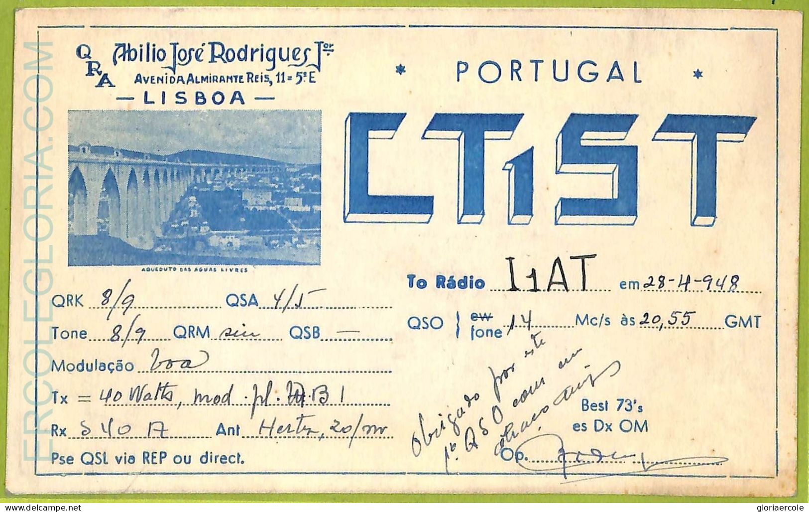 Ad3560 - PORTUGAL - RADIO FREQUENCY CARD  -  Lisboa - 1948 - Radio