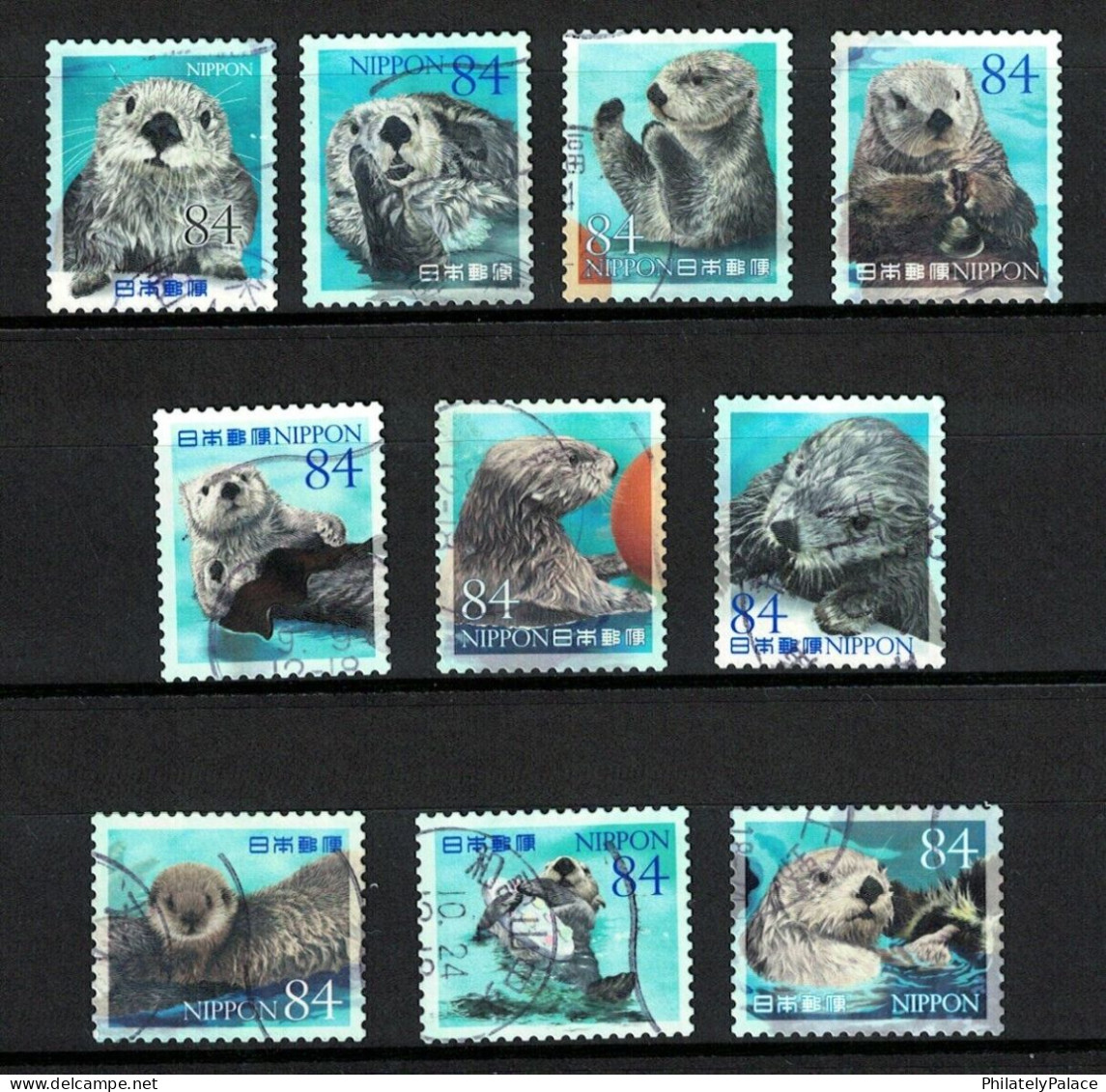 JAPAN 2022 MARINE ANIMAL LIFE PART 6 OTTER COMP. SET OF 10 STAMP IN FINE USED CONDITION (**) - Oblitérés