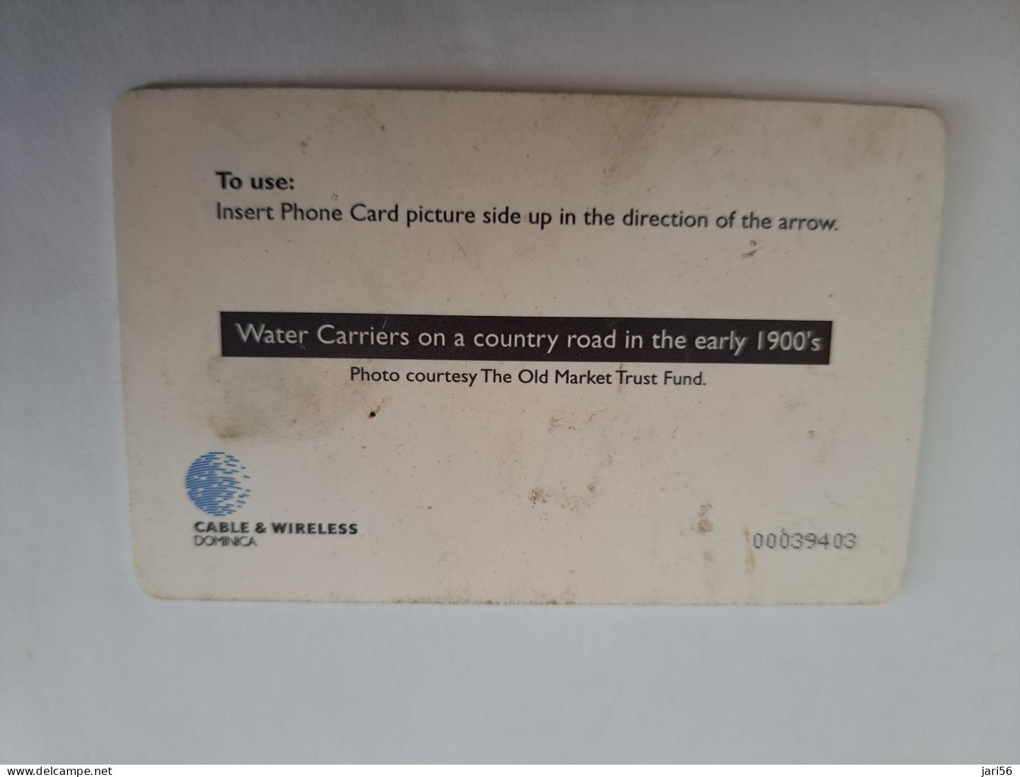 DOMINICA / $20,- CHIP  CARD / DOM - C2/ WATER CARRIERS  1900       Fine Used Card  ** 13340 ** - Dominica