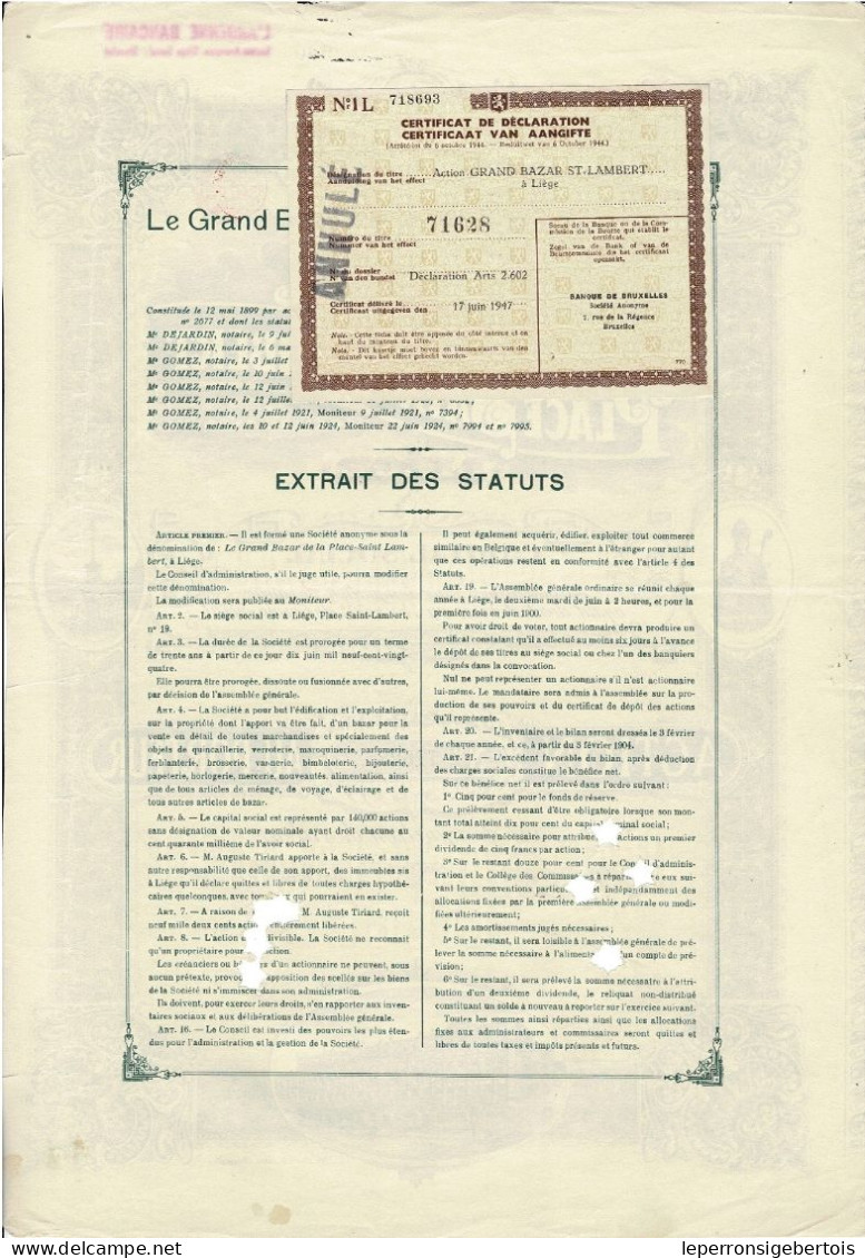 Titre De 1924 - Le Grand Bazar De La Place Saint-Lambert - Liège - - Tessili
