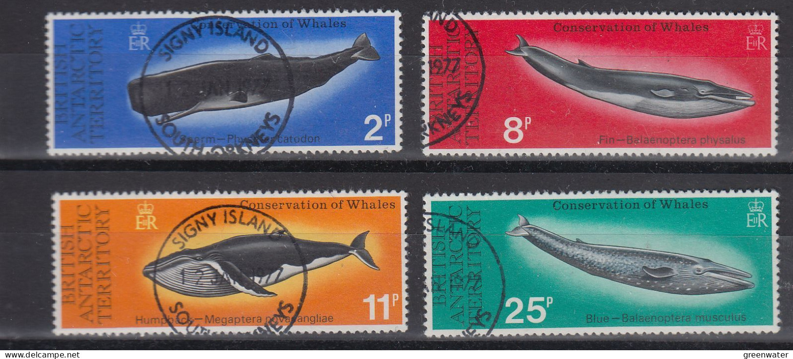 British Antarctic Territorry (BAT) 1977 Whale Conservation 4v Used "Signy Island"  (58711) - Used Stamps