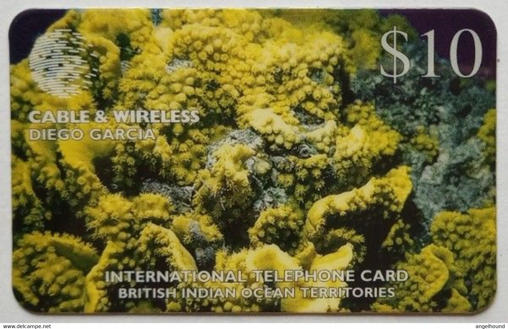 Diego Garcia $10 Cable And Wireless Prepaid Turbinaria Mesenterina SN# DG-39 - Diego-Garcia