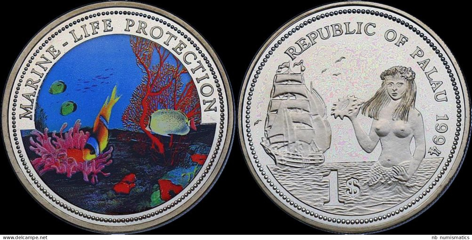 1 Dollar 1994 Palau Dollar 1992- Marine-life Protection Proof In Plastic Capsule - Palau