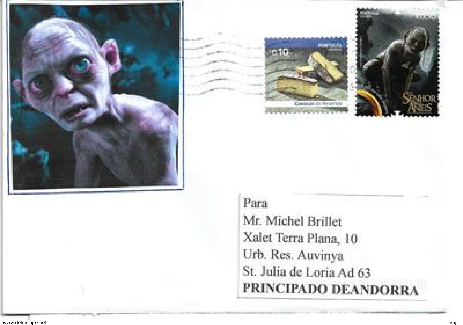 The Lord Of The Rings: "Gollum", Letter 2023  From Portugal Sent To Andorra (Principat) - Covers & Documents