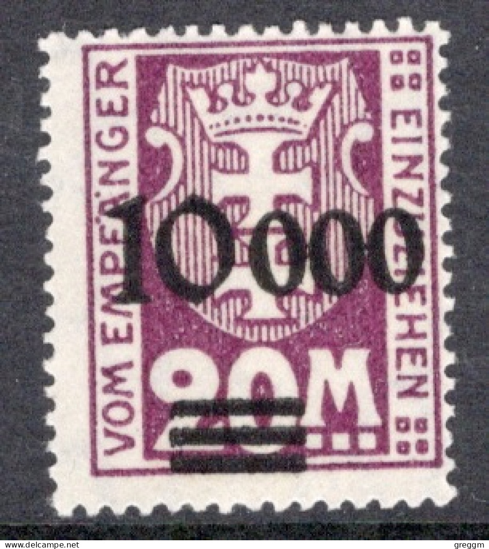 Danzig 1923 Single Stamp From The Postage Due Set With 10000 Overprint In Mounted Mint No Gum - Segnatasse