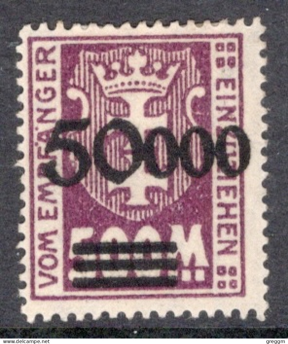 Danzig 1923 Single Stamp From The Postage Due Set With 50000 Overprint In Mounted Mint No Gum - Postage Due