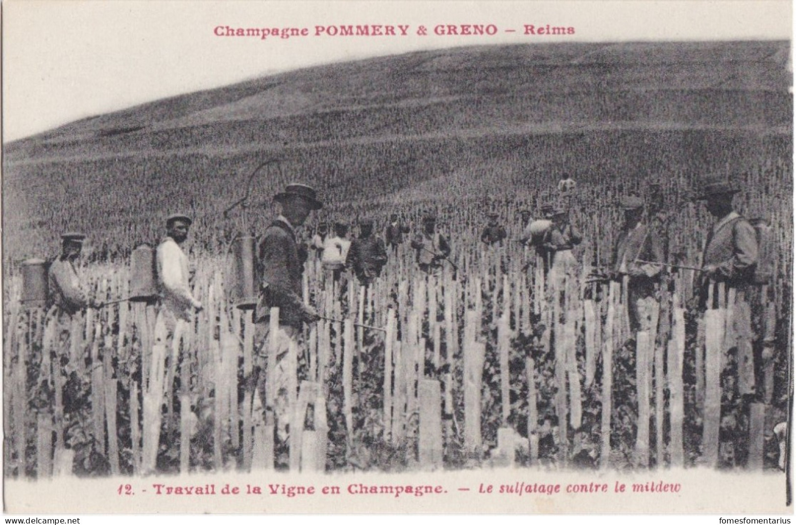 Ancienne Carte Postale "Champagne Pommery" Sulfatage De La Vigne - Placas En Aluminio (desde 1961)