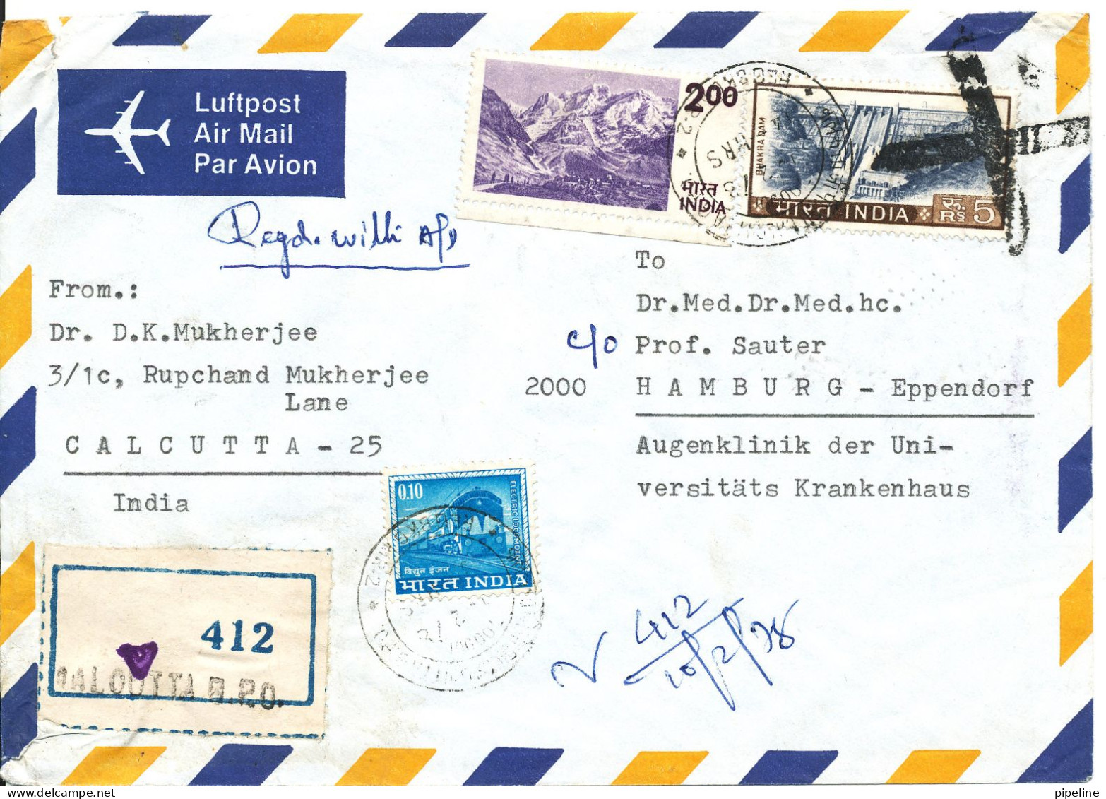 India Registered Air Mail Cover Sent To Germany 1978 ?? - Corréo Aéreo
