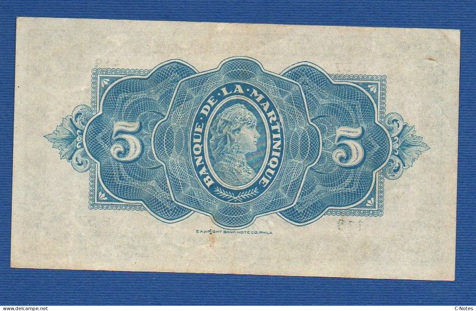 MARTINIQUE - P.16b2 – 5 Francs ND (1942) VF+, S/n E57 118 - Altri – America