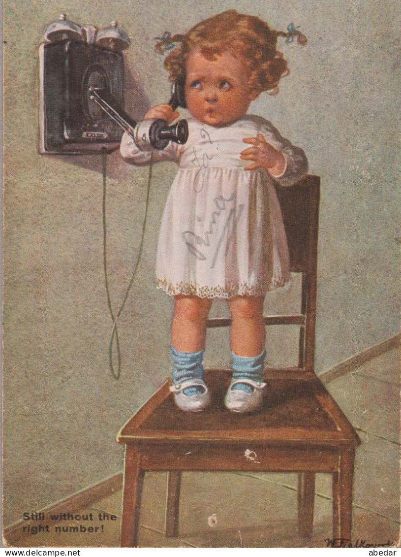 Wally Fialkowska Enfant Kid Telephone Old PC. Cpa. - Fialkowska, Wally