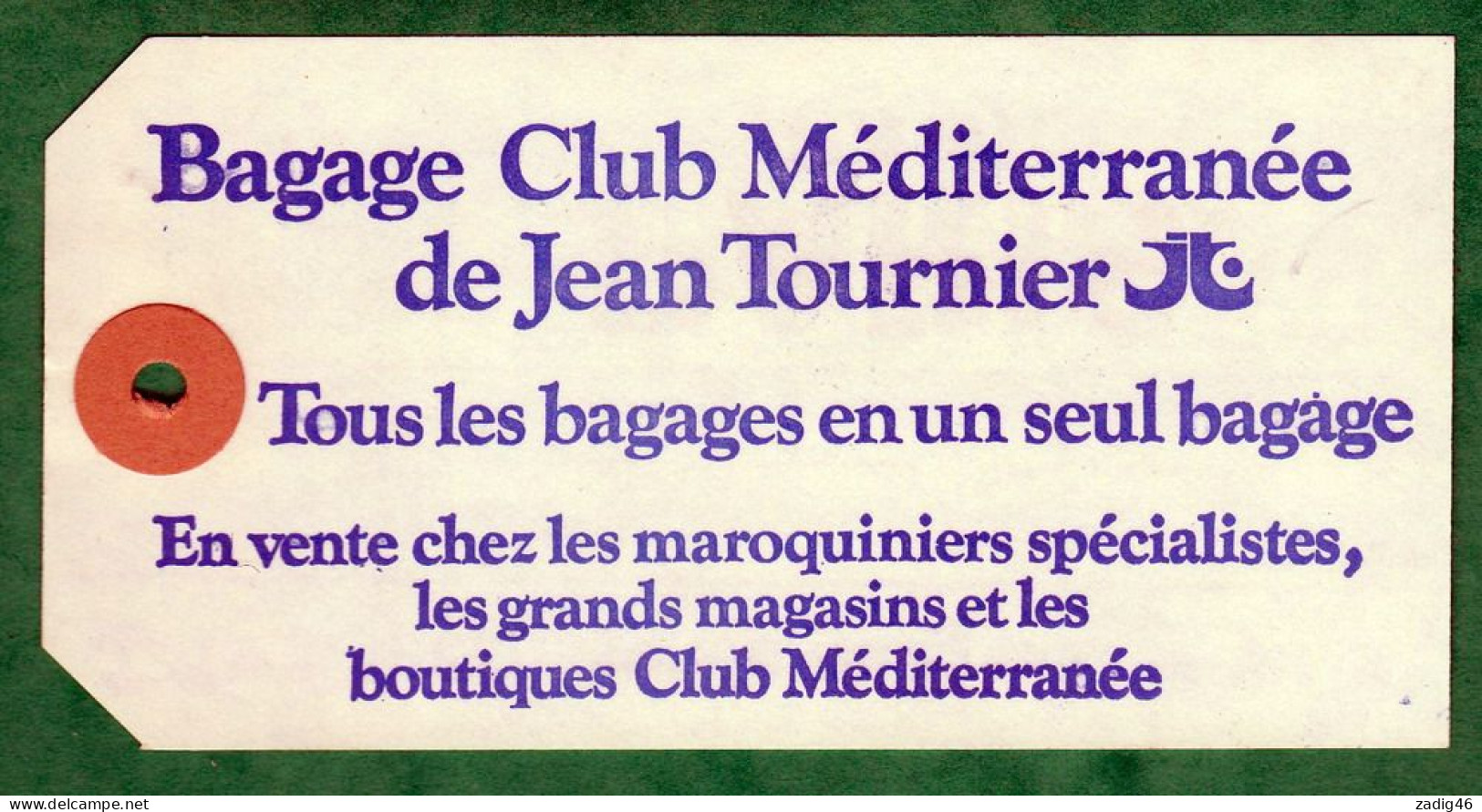 CLUB MEDITERRANEE - ETIQUETTE DE BAGAGE VINTAGE PARIS - 2 SCANS - Étiquettes à Bagages