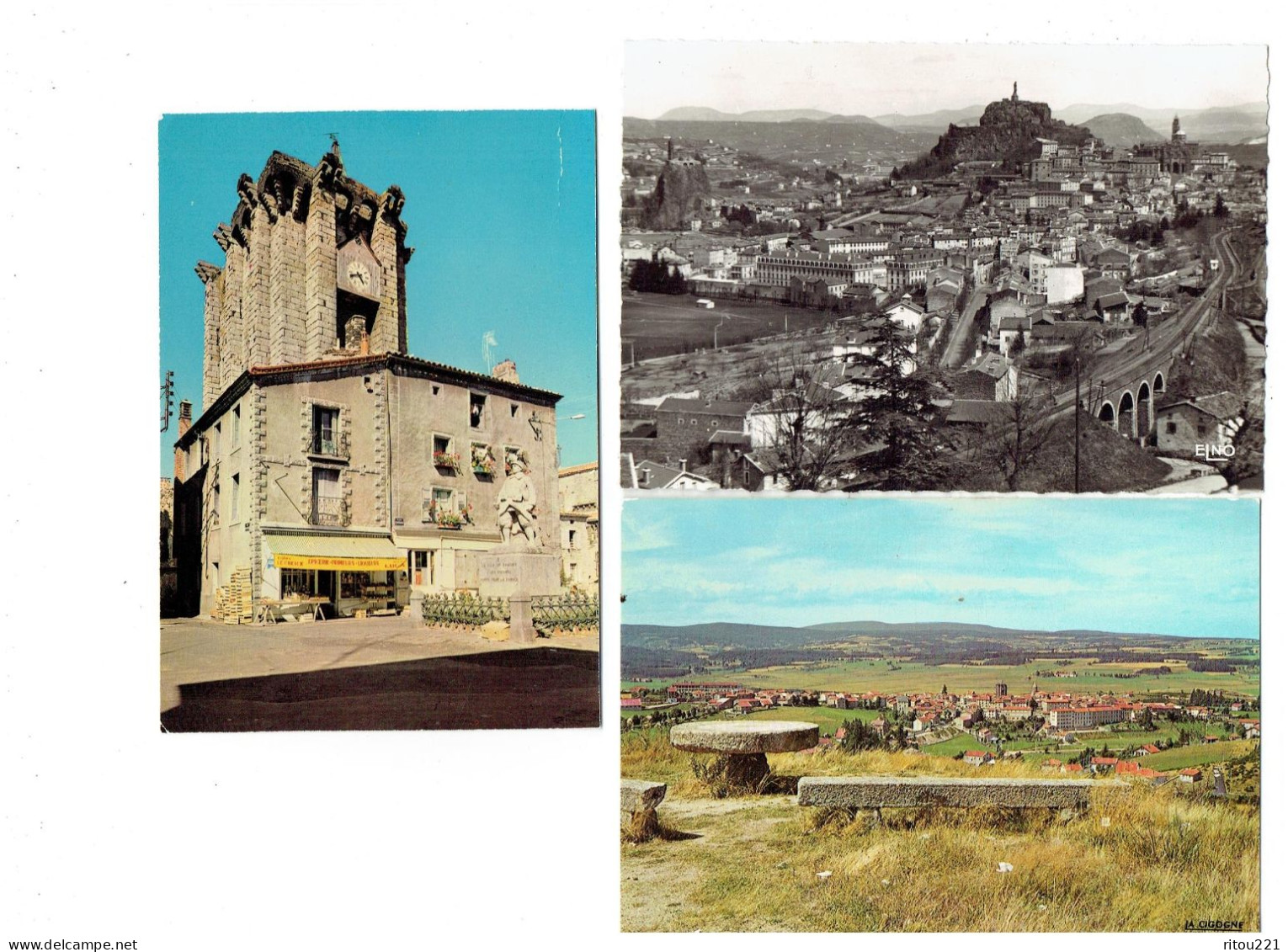 Lot 3 Cpm - 43 - Saugues - Vue Générale Tour Des Anglais LE PUY Depuis  Route De Saugues - épicerie Café LE CHEICK - Saugues