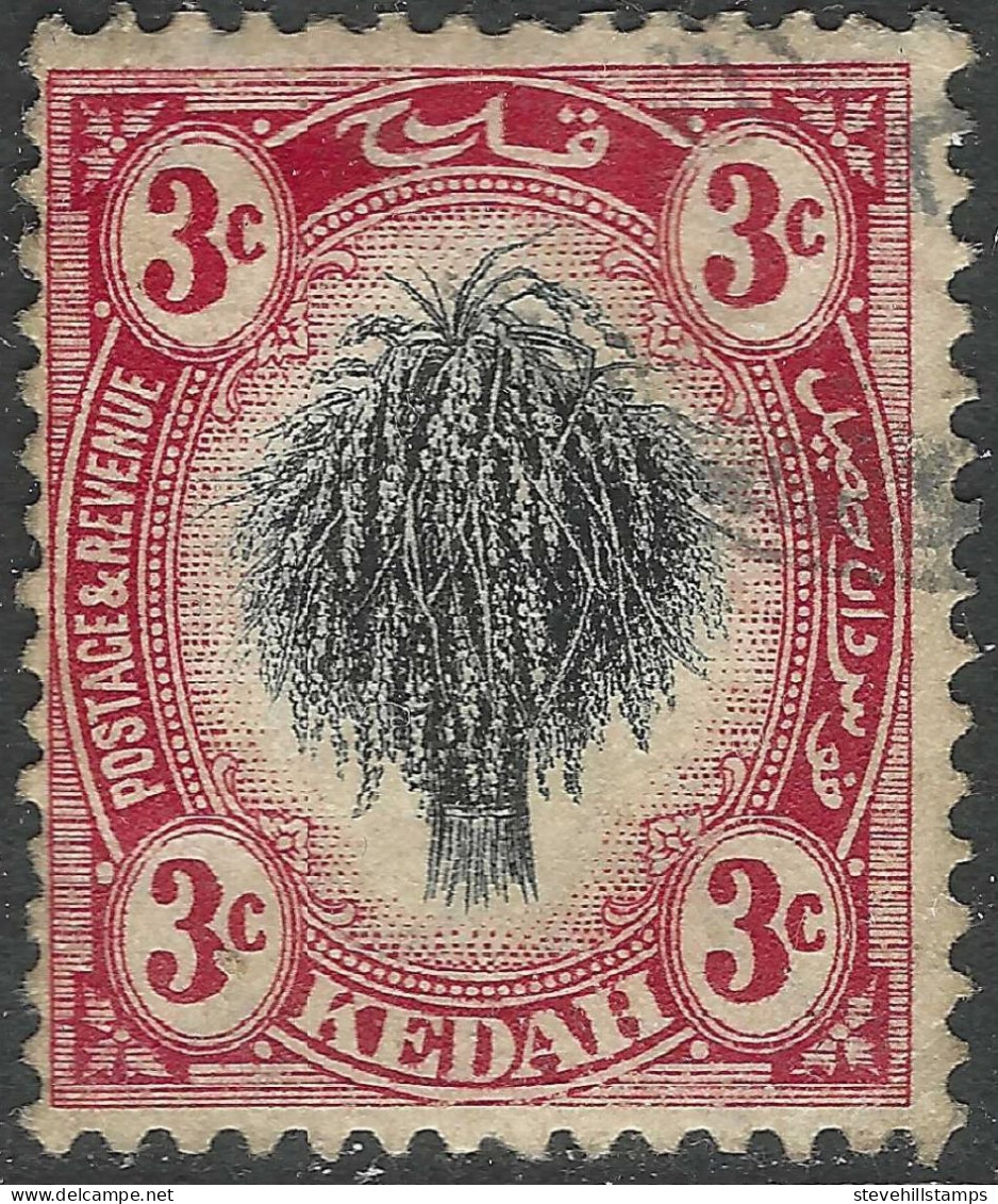 Kedah (Malaysia). 1912 Definitives. 3c Used. Mult Crown CA W/M SG 2 - Kedah