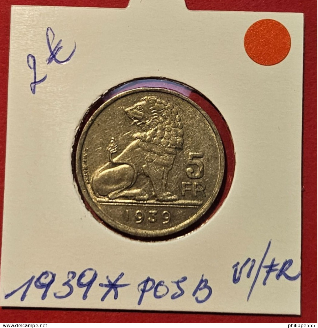 5 Francs 1939 Met Ster Vl/Fr Pos B - 5 Francs