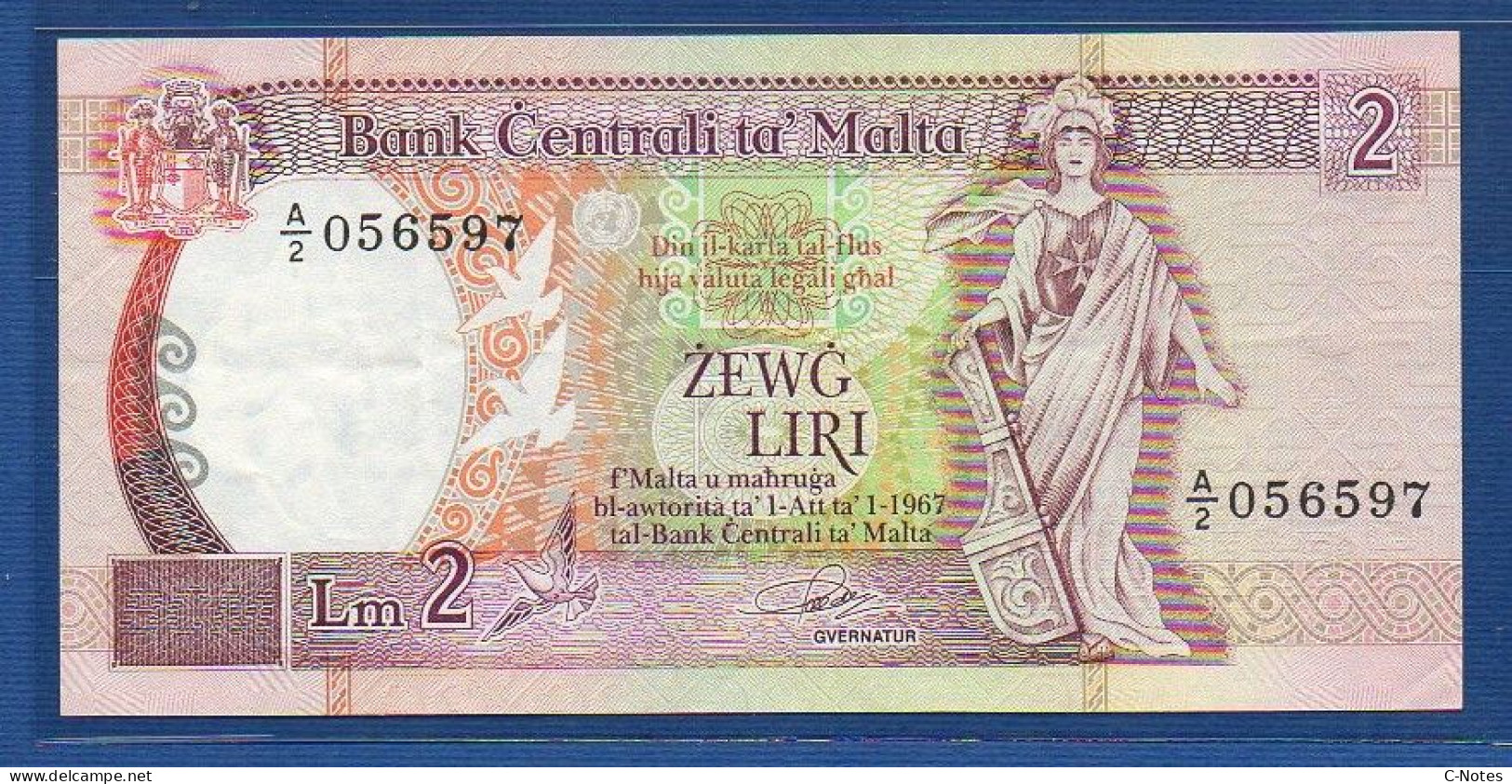 MALTA - P.41 – 2 Liri L. 1967 (1989) XF, S/n A/2 056597 - Malte