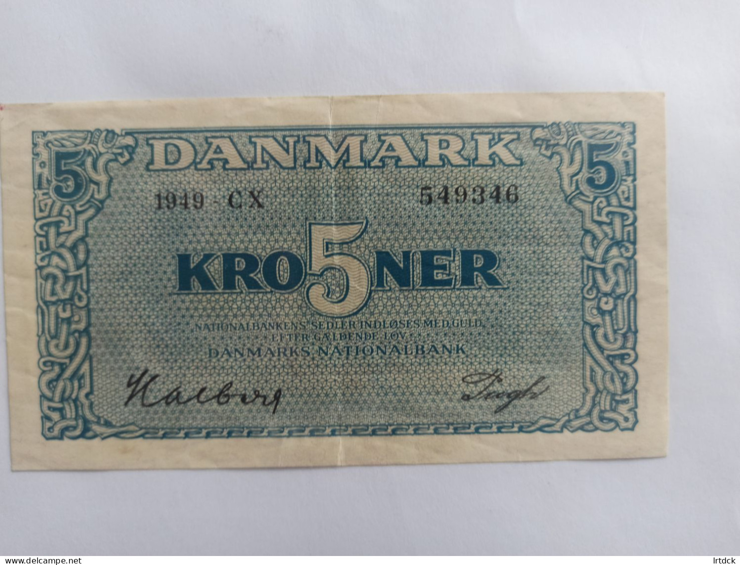 Billet Danemark 5 Kroner 1949 TTB - Dinamarca