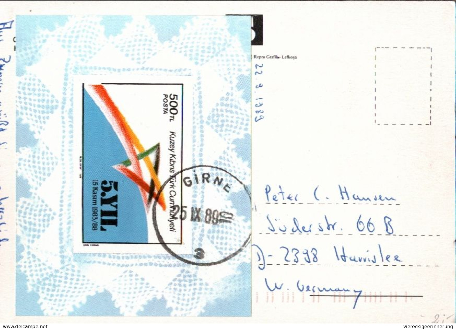 !  Ansichtskarte Aus Zypern, 1989, Nordzypern, Girne, Hafen, Ships, Block - Lettres & Documents