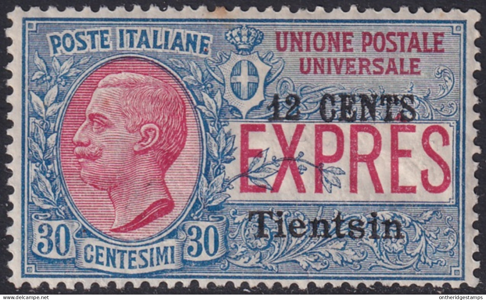 Italian Offices China 1918 Sc E2 Cina Sa E2 Tientsin Express MLH* Crazed Gum - Tientsin