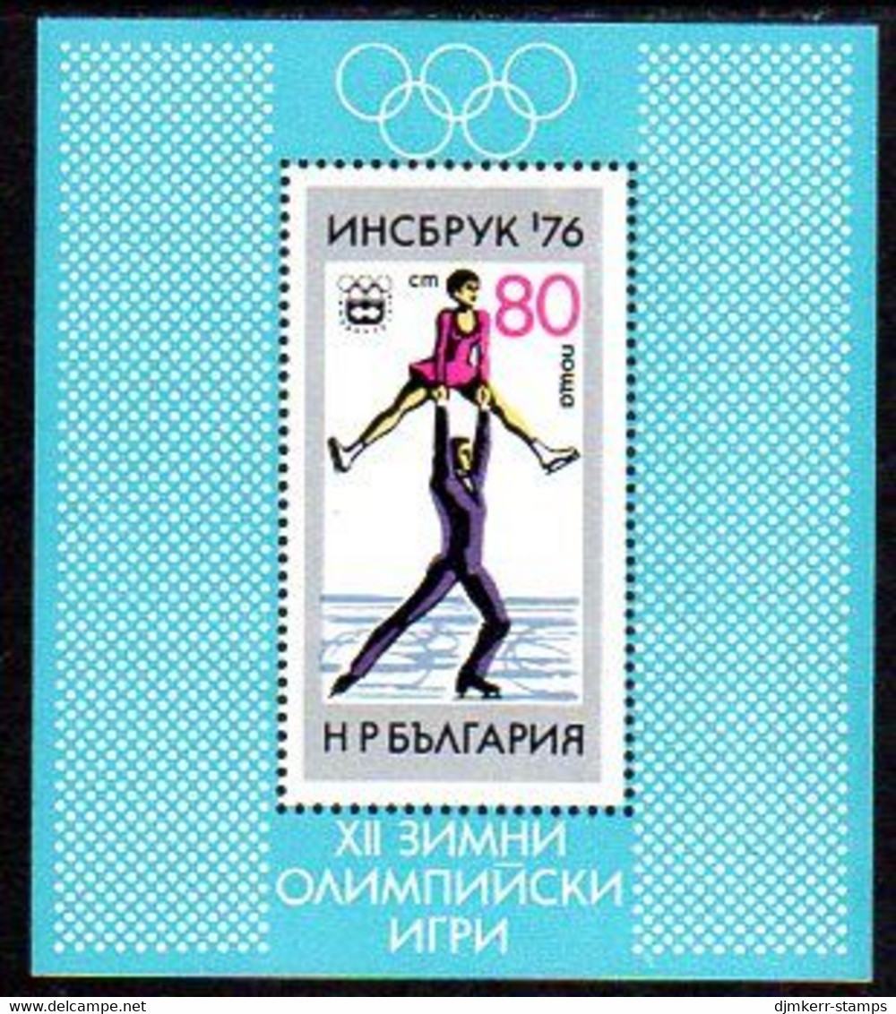 BULGARIA 1976 Winter Olympics Block  MNH / **.  Michel Block 61 - Blocks & Kleinbögen
