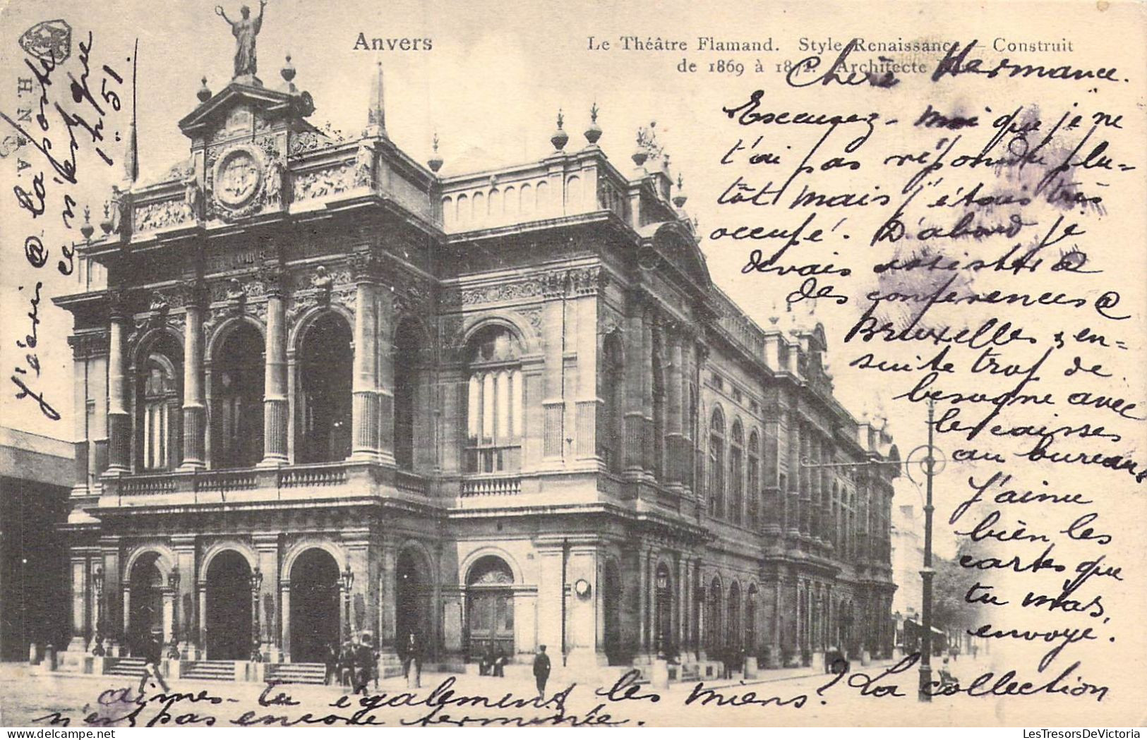 BELGIQUE - Anvers - Le Théâtre Flamand - Style Renaissance - Construit De 1869 à 1872 - Carte Postale Ancienne - Antwerpen