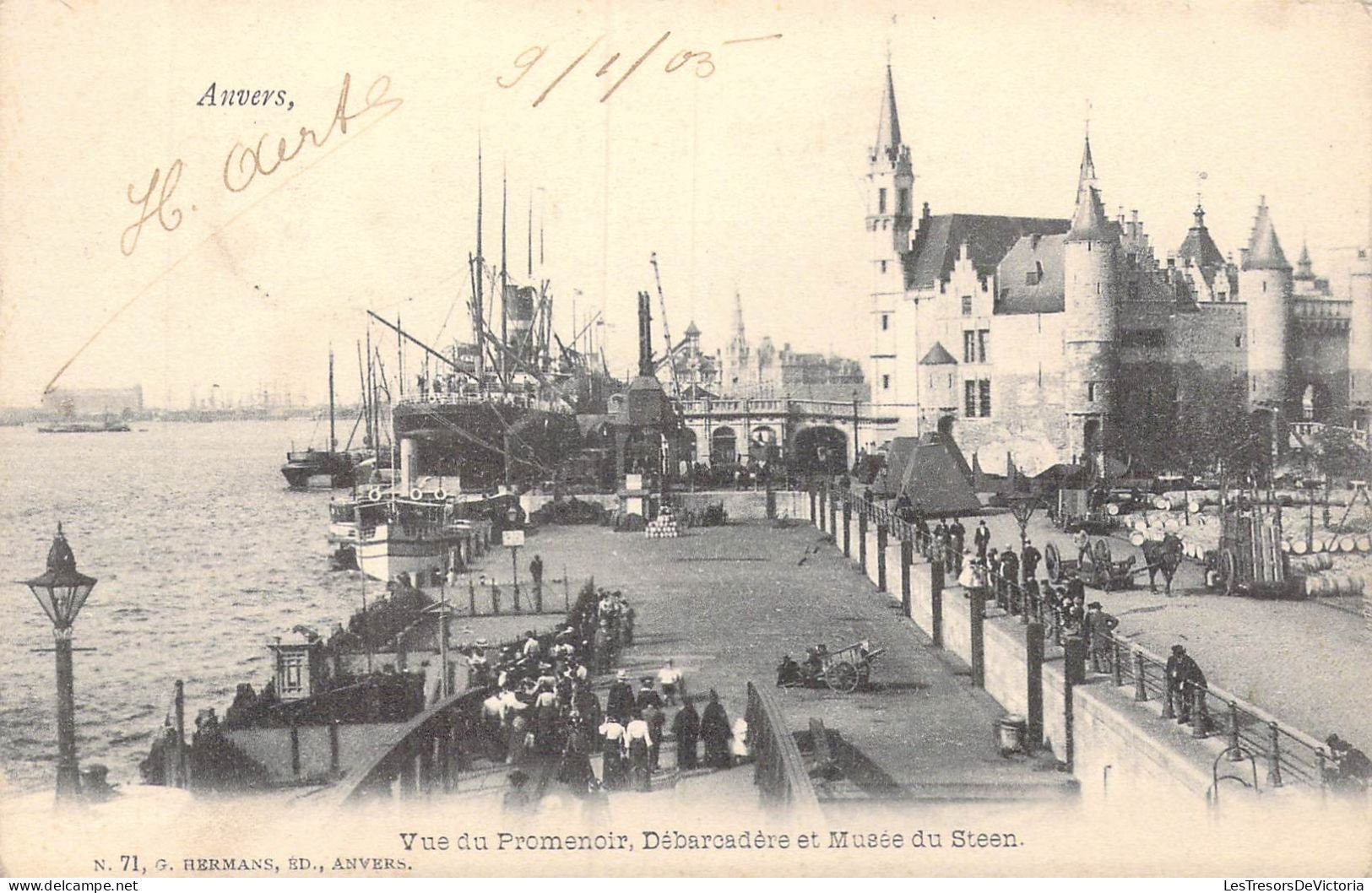 BELGIQUE - Anvers - Vue Du Promenoir, Débarcadère Et Musée Du Steen - Carte Postale Ancienne - Antwerpen