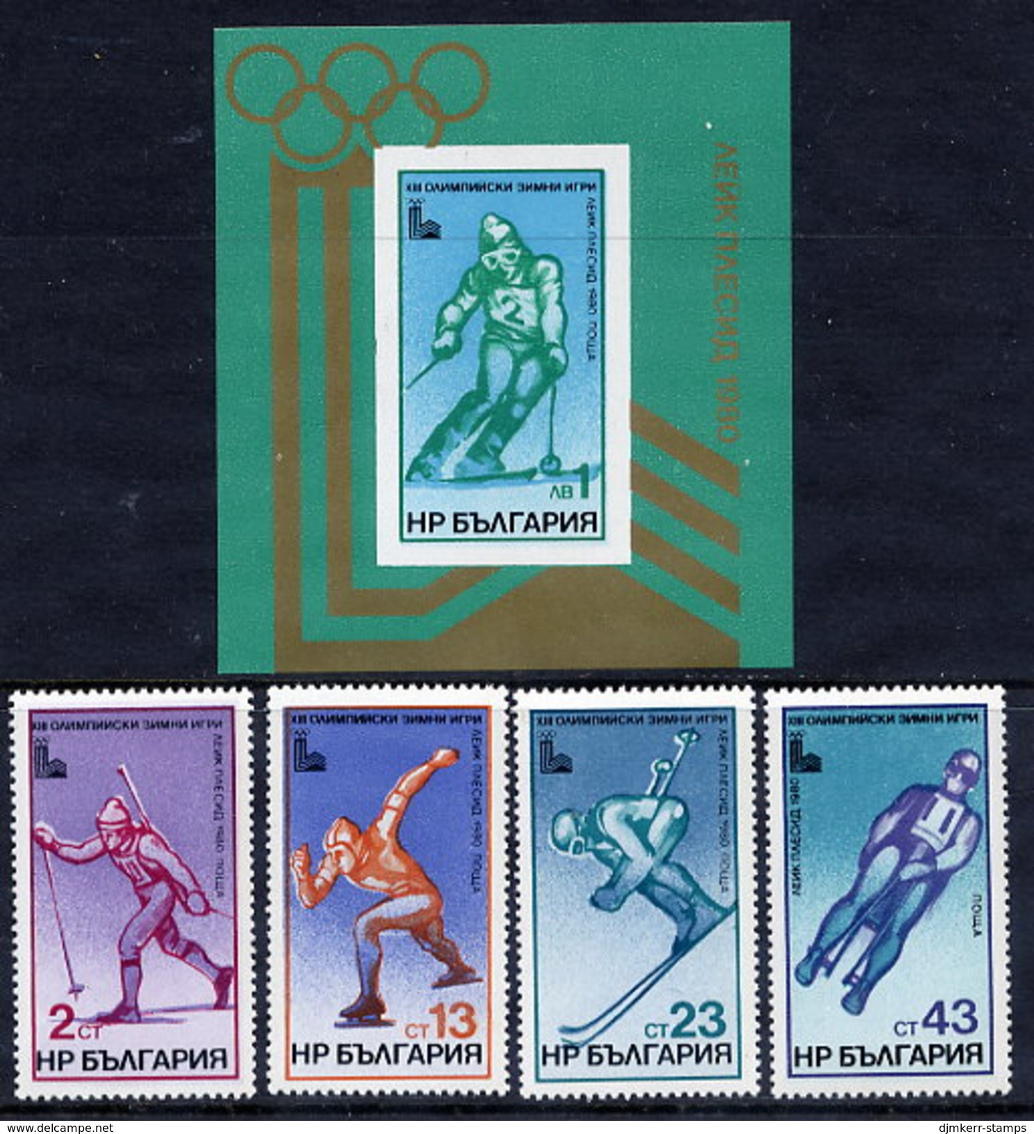 BULGARIA 1979 Winter Olympic Games, Lake Placid: Set And  Block MNH / **.  Michel 2824-27 + Block 94 - Nuevos