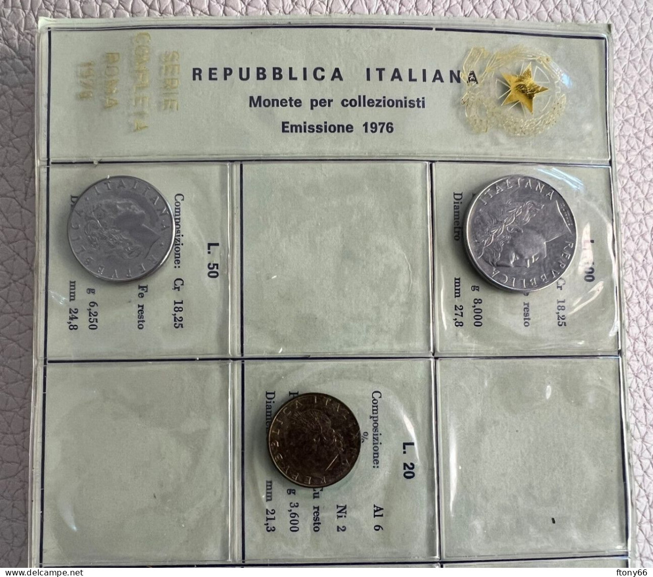 MA20 ITALIA REPUBBLICA SERIE DIVISIONALE 1976 5 VALORI 5-10-20-50-100 LIRE FDC - Mint Sets & Proof Sets