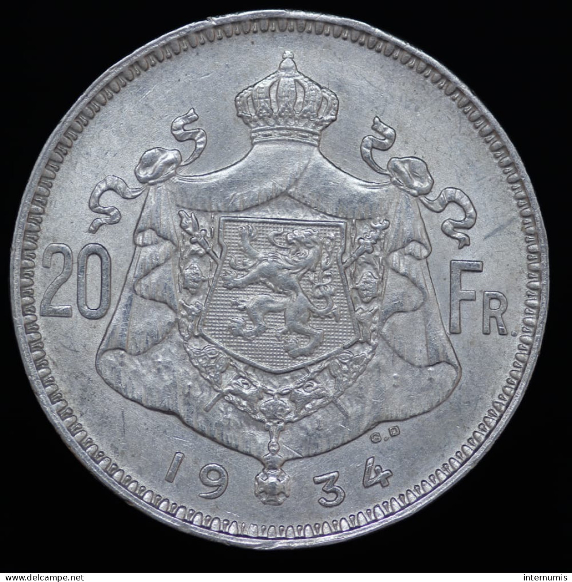 Belgique / Belgium, ALBERT I KONING, 20 Francs, 1934, Argent (Silver), SPL (UNC), KM#104.1 - 20 Frank & 4 Belgas