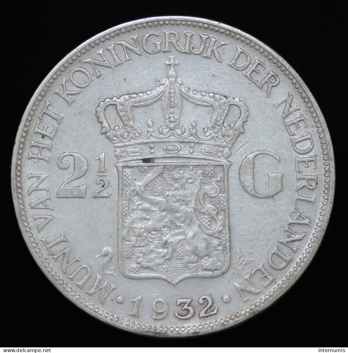 Pays Bas / Netherlands, Wilhelmina I, 2 1/2 Gulden, 1932, Argent (Silver), TTB (EF), KM#165 - 2 1/2 Florín Holandés (Gulden)