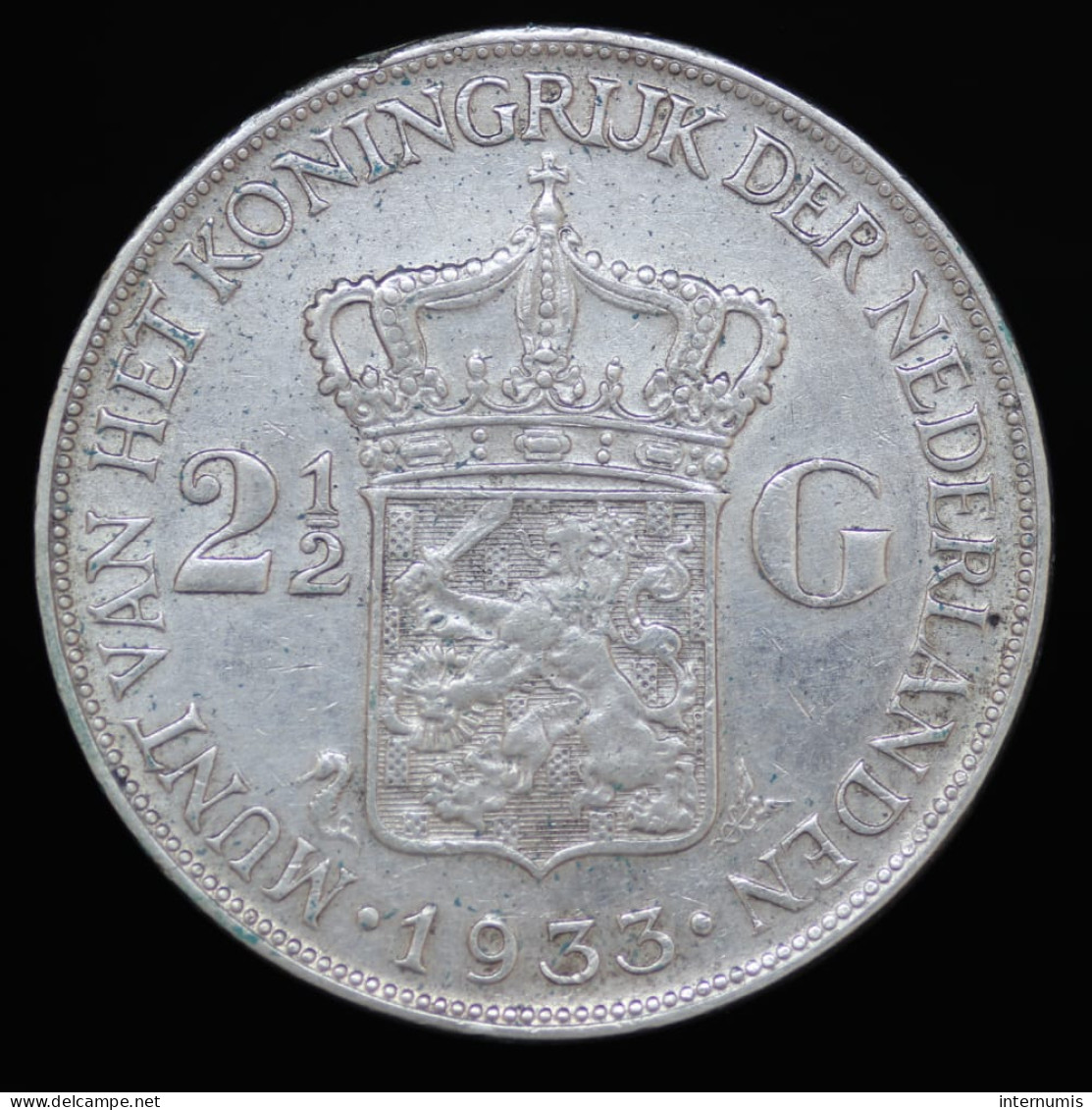 Pays Bas / Netherlands, Wilhelmina I, 2 1/2 Gulden, 1933, Argent (Silver), SUP (AU), KM#165 - 2 1/2 Gulden