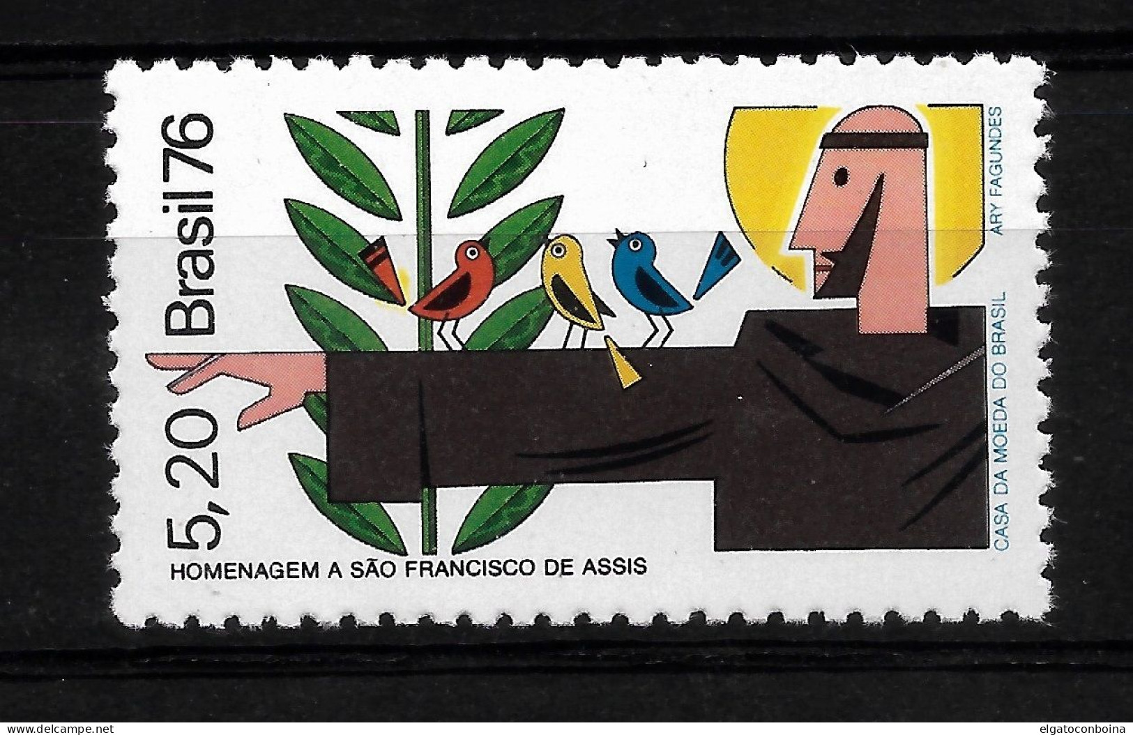 BRAZIL 1976 SAINT FRANCIS OF ASSISI 750 ANNIV. OF DEATH RELIGION 1 VALUE MINT NH - Used Stamps