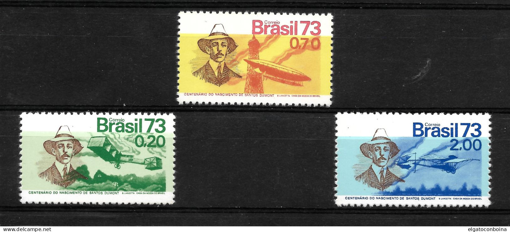 BRAZIL 1973 SANTOS DUMONT AVIATION PIONEER BALLON PLANE MINT NH - Gebraucht