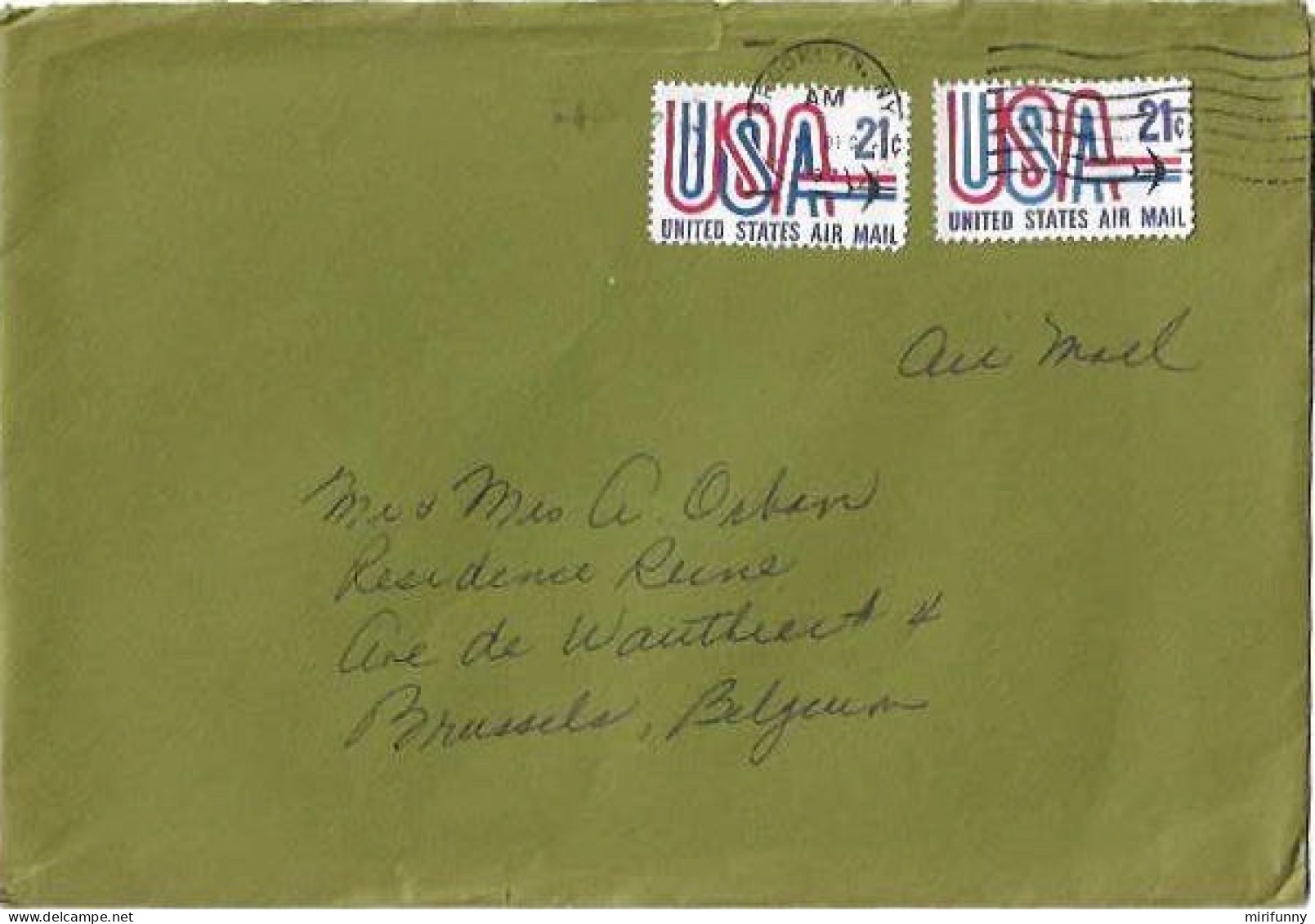 ENVELOPPE /ARI MAIL/DES USA /BROOKLYN VERS BELGIQUE/TIMBRES USA UNITED STATES AIR MAIL 21C X 2 - Other & Unclassified