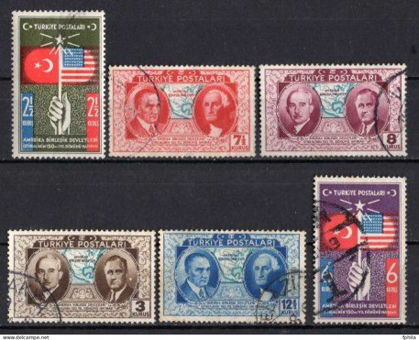 1939 TURKEY THE 150TH ANNIVERSARY OF THE USA INDEPENDENCE USED - Used Stamps