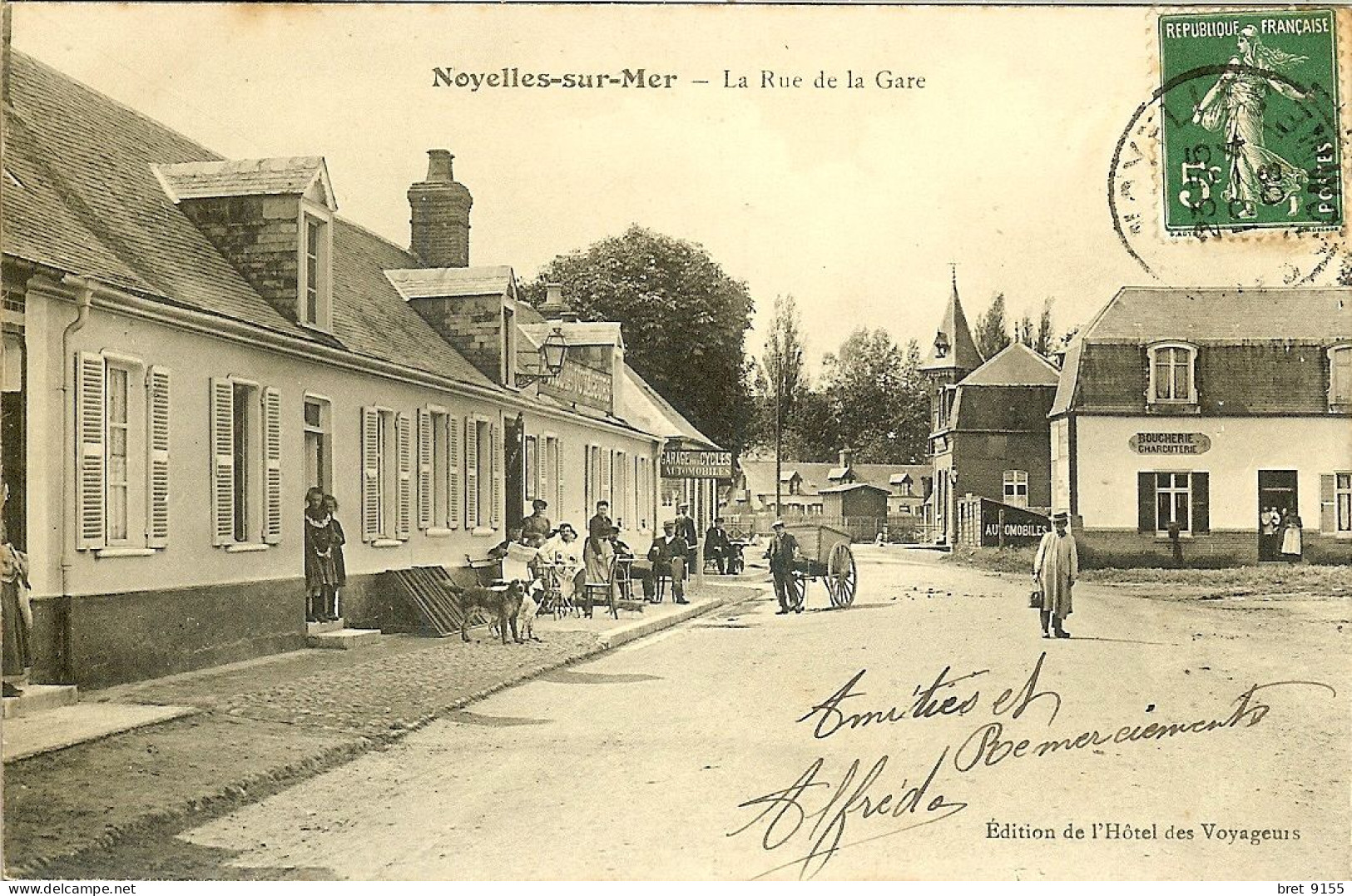 80 NOYELLES SUR MER LA RUE DE LA GARE ANIMEE ED. L HOTEL DES VOYAGEURS - Noyelles-sur-Mer