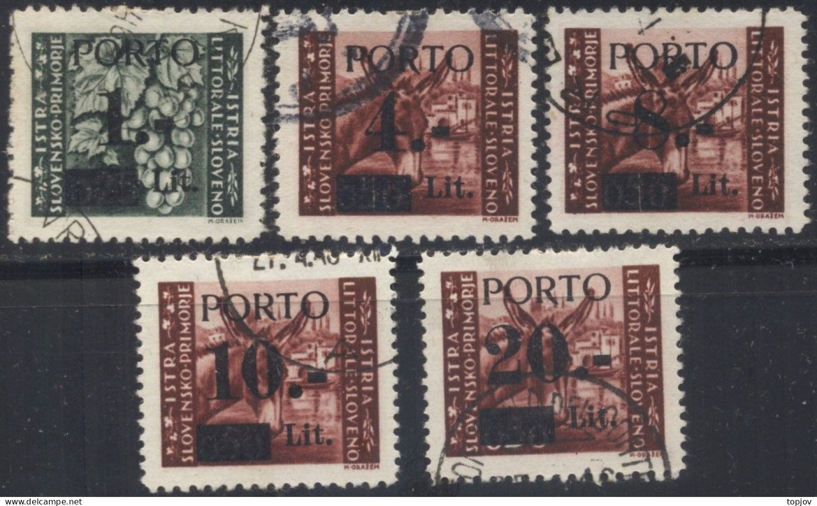 SLOVENIA - TRIESTE - ZONA B - LITORALE - PORTO - Sassone 1+2/II+3/II+4+5 - O - 1945 - Impuestos