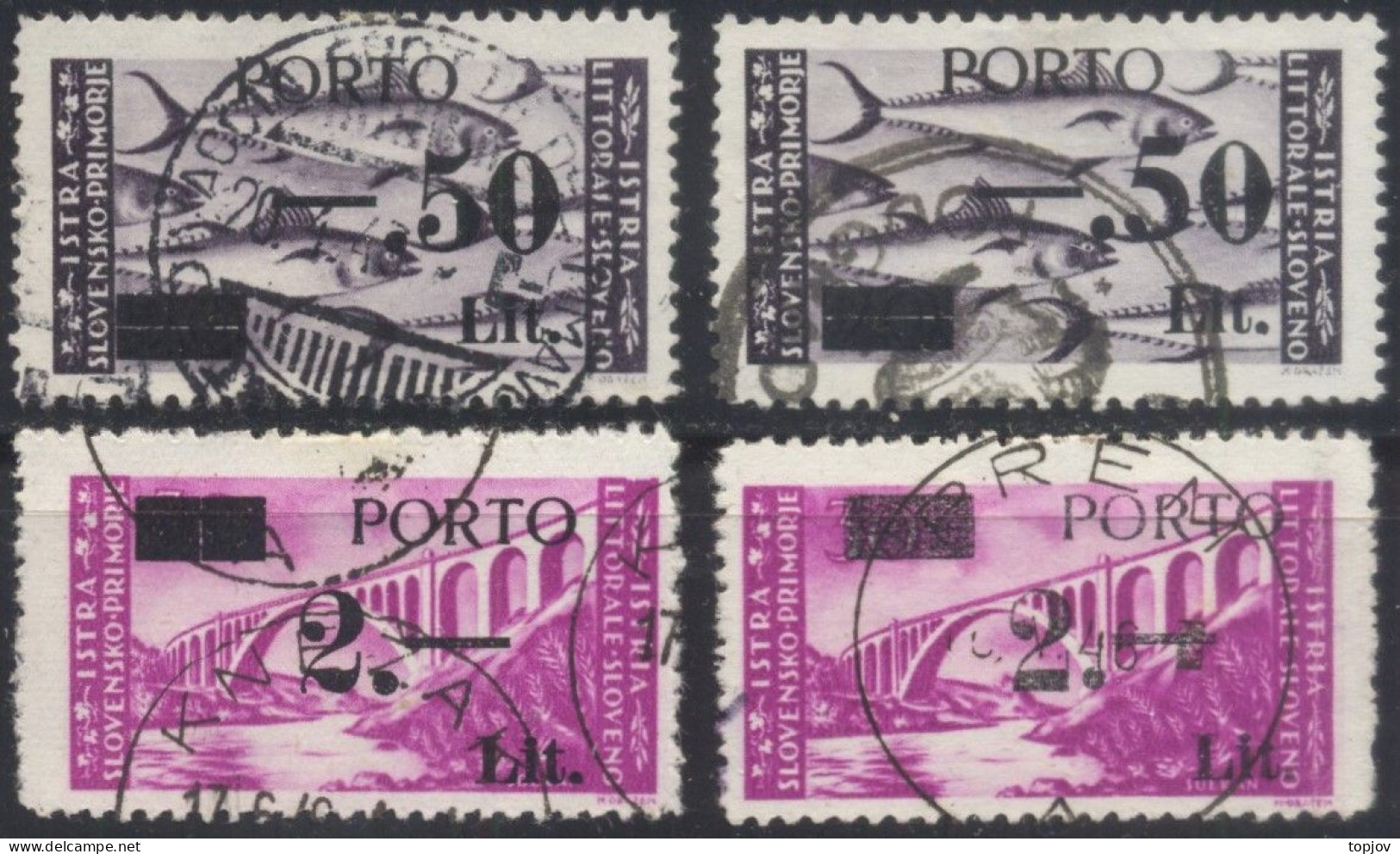 SLOVENIA - TRIESTE - ZONA B - LITORALE - PORTO - Sassone 6/III+7+6A/III+7A/II - PREM  PODGRAD  KNEŽAK - 1945 - RARE - Segnatasse