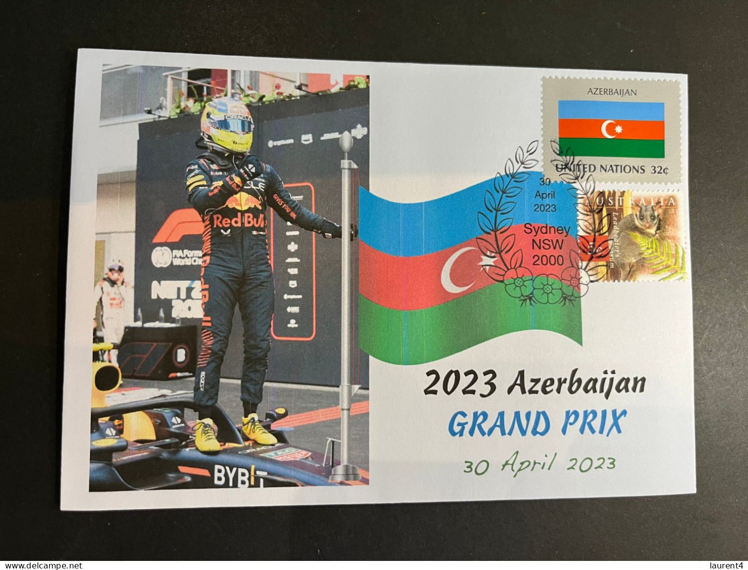 (3 Q 8) Formula One - 2023 Azerbaijan Grand Prix - Winner Sergio Pérez 30 April 2023) With UN Flag Stamp - Otros & Sin Clasificación
