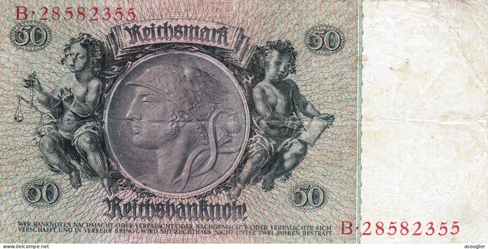 Germany 50 Reichsmark 1933 VF P-182a "free Shipping Via Registered Air Mail" - 100 Reichsmark