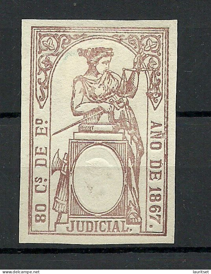 ESPANA Spain 1867 Sello Paper Stamp 80 Cs De E. Revenue Tax Judicial - Fiscal-postal