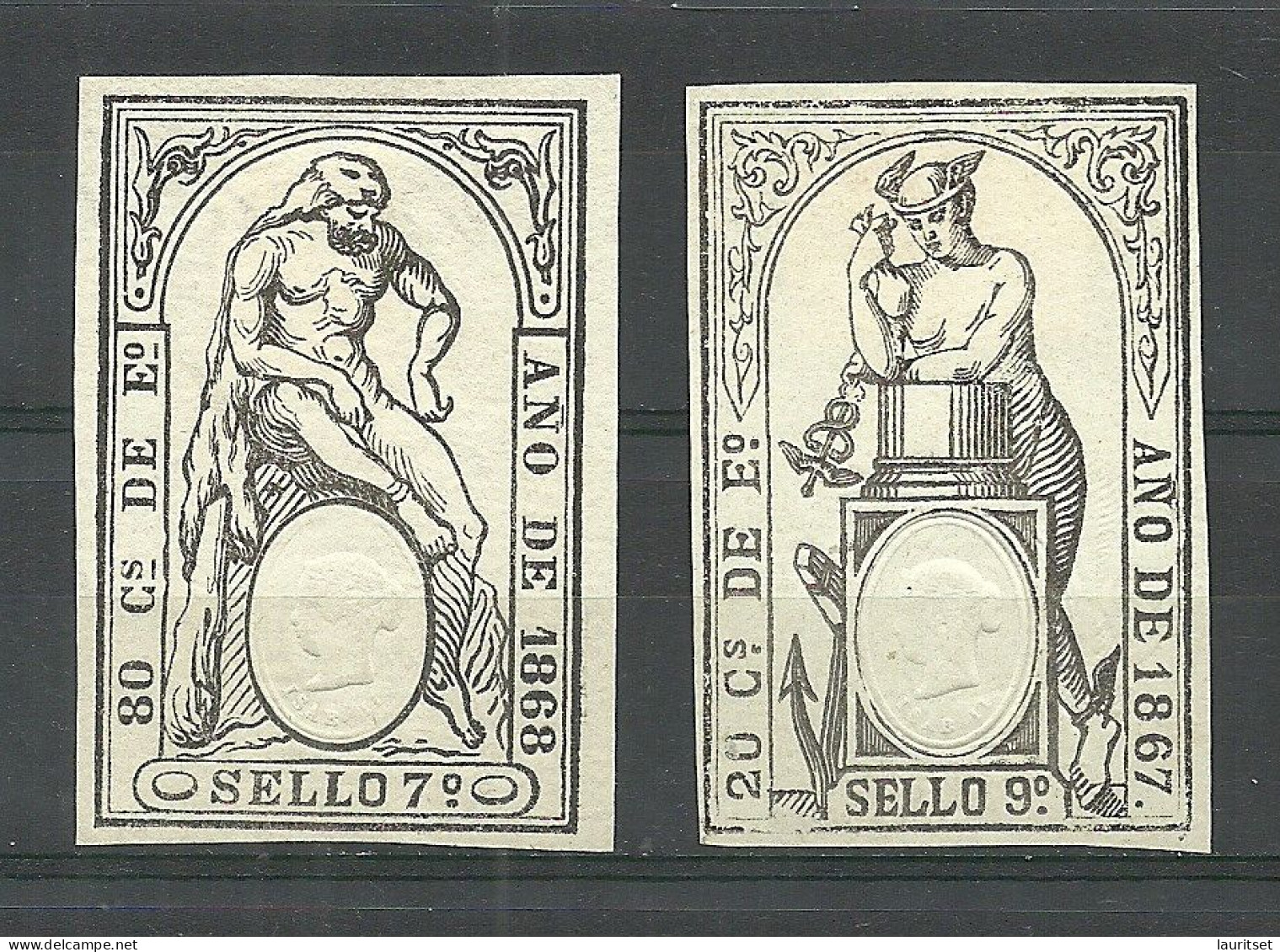ESPANA Spain 1867-1868 Sello Paper Stamps - Postage-Revenue Stamps