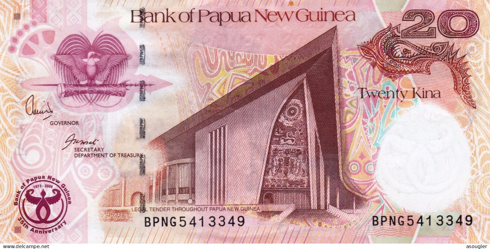 Papua New Guinea 20 Kina 2008 AU COMMEMORATIVE ISSUE "free Shipping Via Regular Air Mail (buyer Risk ) - Papouasie-Nouvelle-Guinée