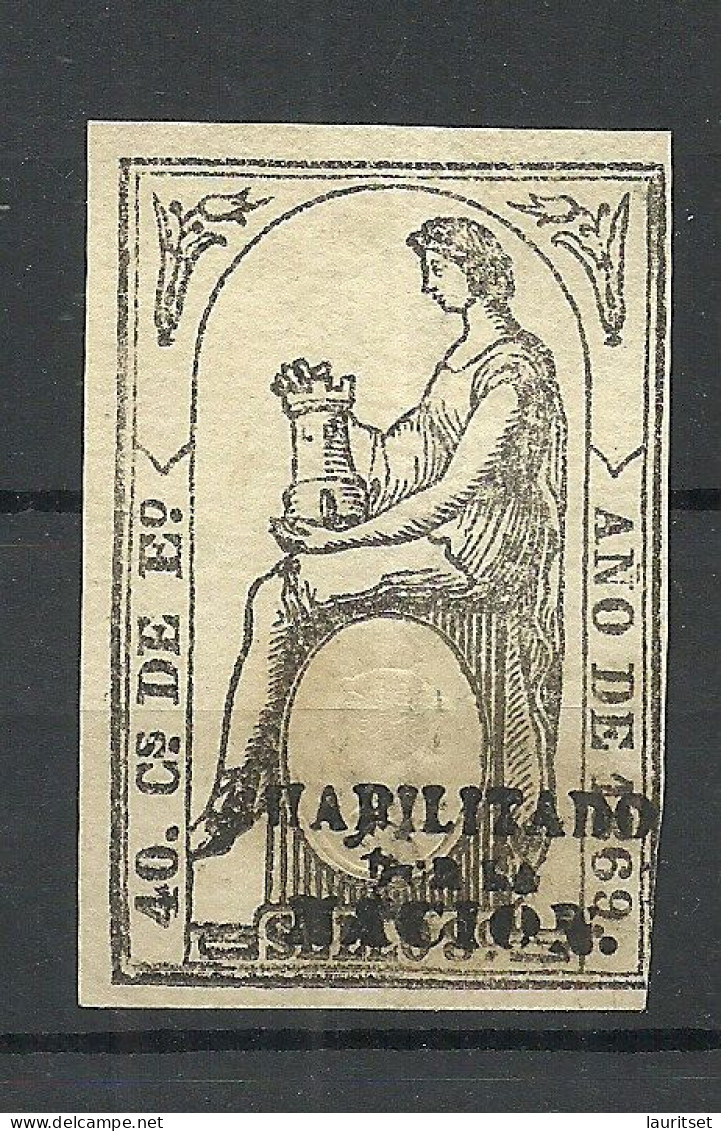 ESPANA Spain 1869 Sello 8 Paper Stamp 40 Cs De E. OPT Habilitade De Nacion Revenue Tax - Fiscali-postali