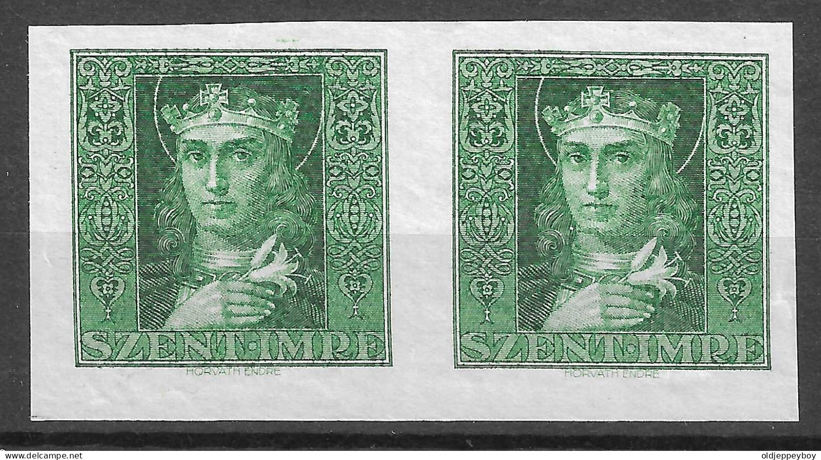 MAGYAR Hungary 2 STAMP ESSAYS OF Szent Imre ROYAL PRINCE BY Endre Horvát  IMPERFORATED NEVER ISSUED RARE - Variedades Y Curiosidades