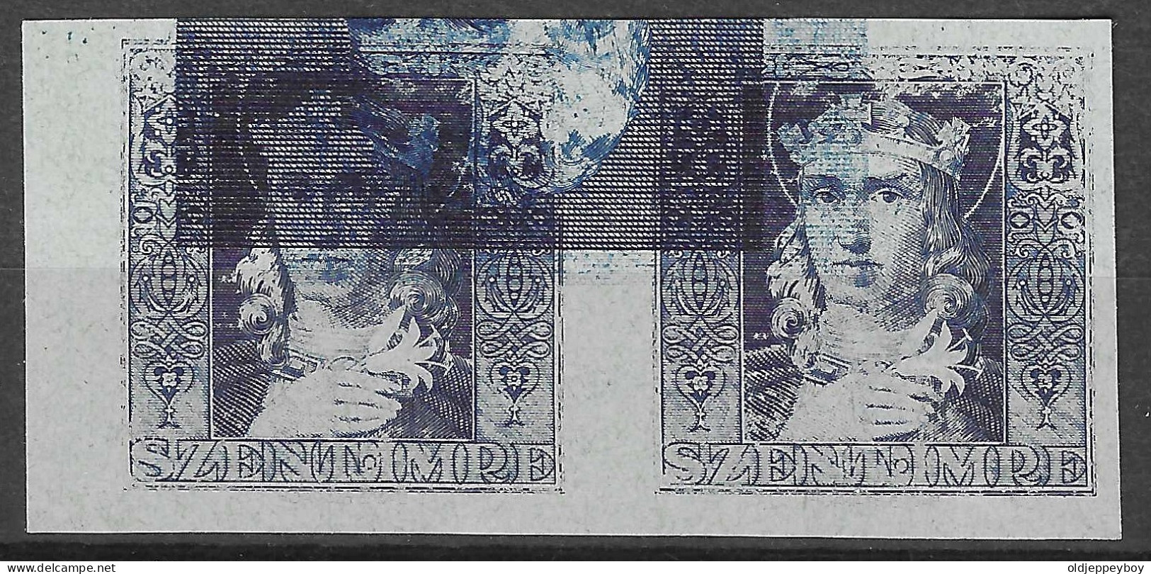 ERROR VARIETY MAGYAR Hungary  2 STAMP ESSAYS OF Szent Imre ROYAL PRINCE BY Endre Horvát IMPERF MAJOR  DOUBLE IMPRESSION - Errors, Freaks & Oddities (EFO)