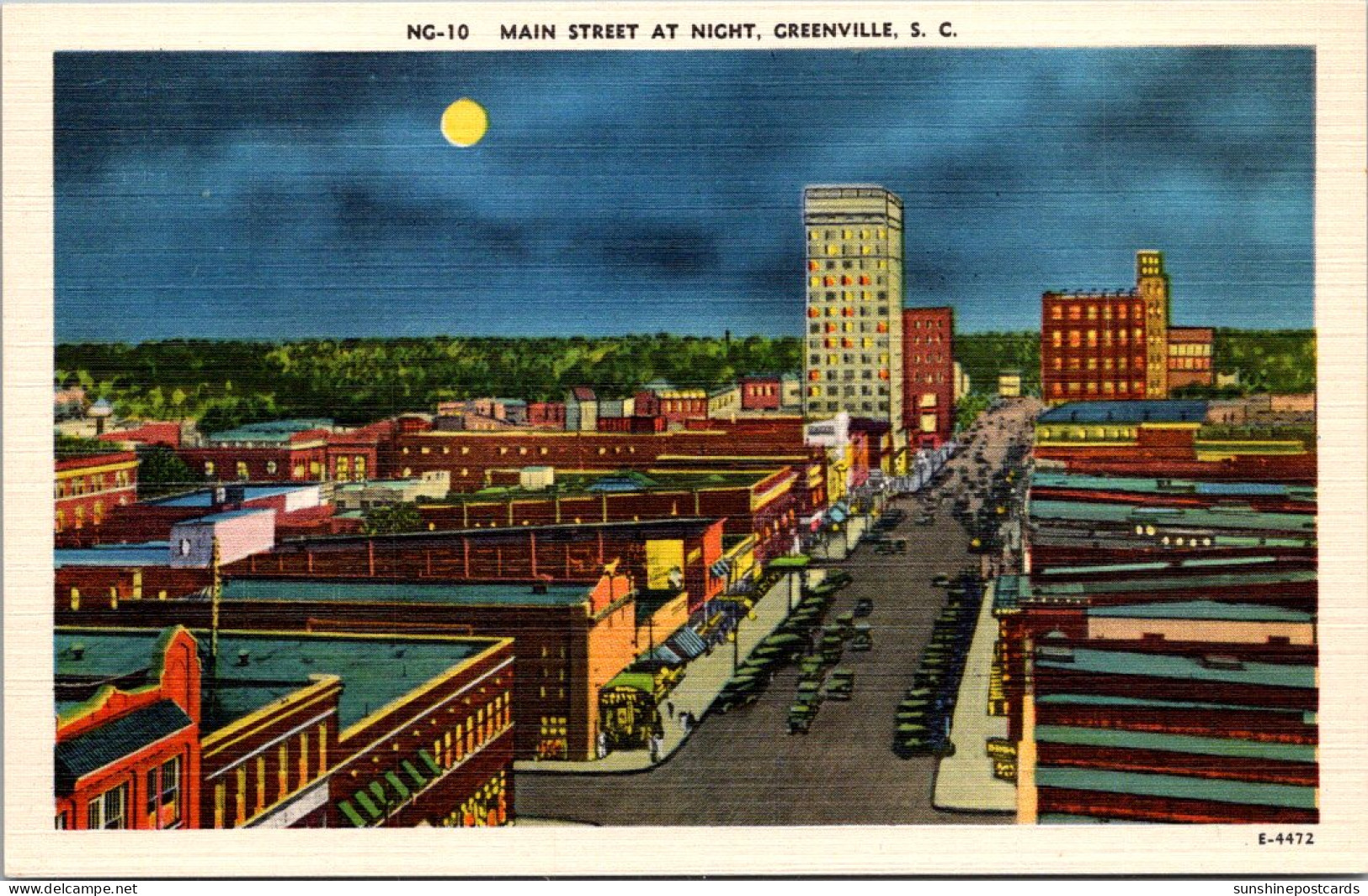South Carolina Greenville Main Street At Night - Greenville