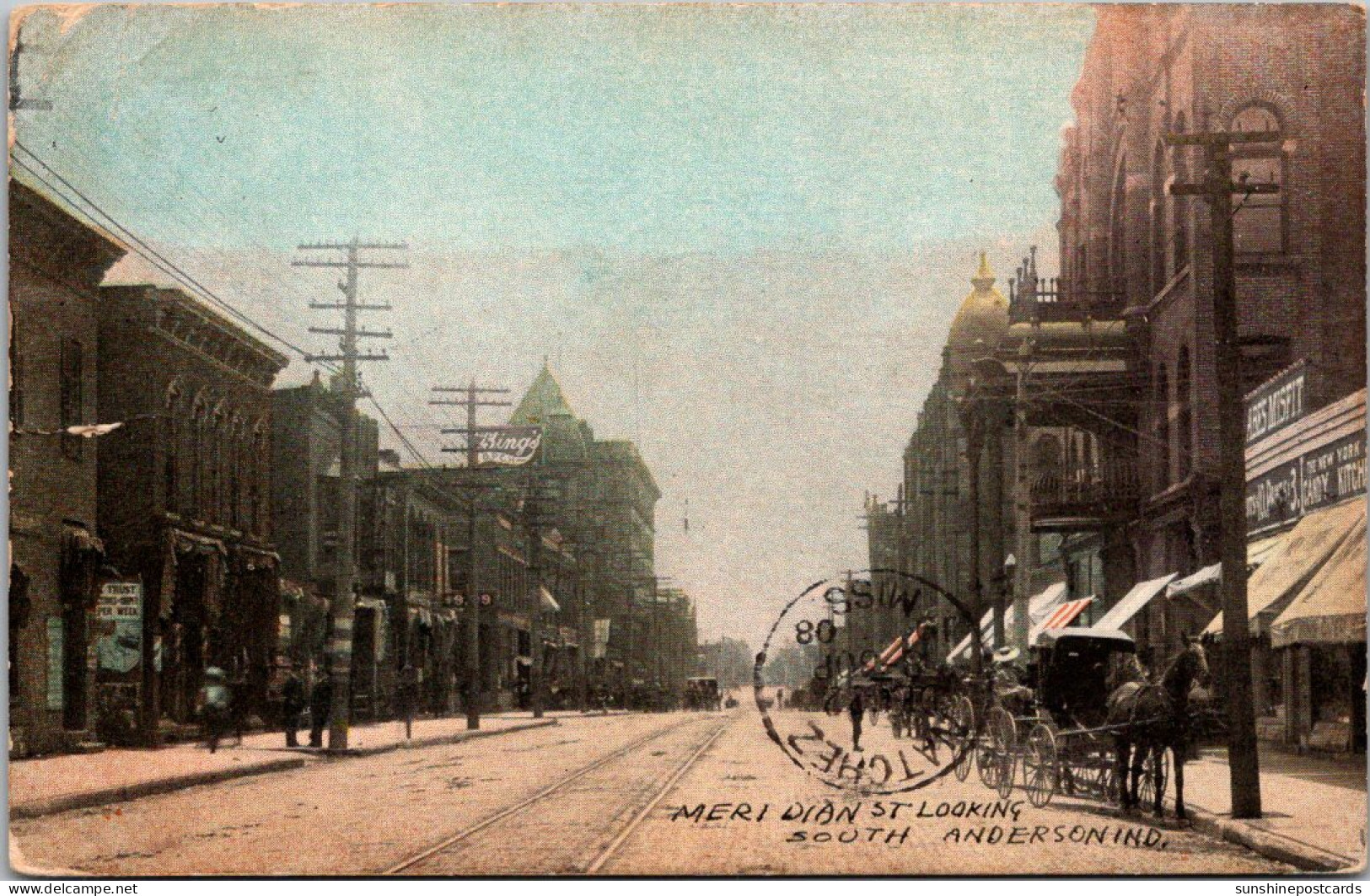 Indiana South Anderson Meridian Street Looking South 1909 - Anderson