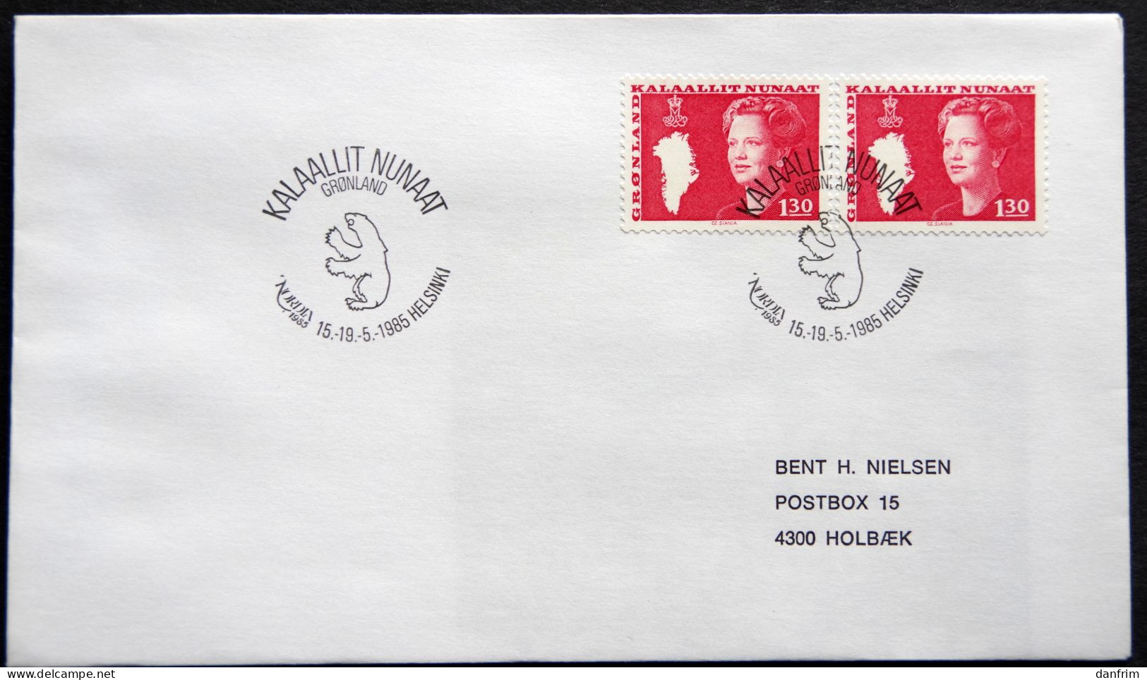 Greenland 1985 SPECIAL POSTMARKS. NORDIA 85. HELSINKI 15-19-5 1985  ( Lot 913) - Covers & Documents